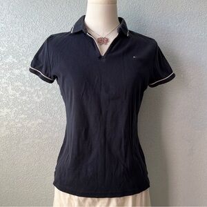 Tommy Hilfiger Navy Polo Shirt Women Small Preppy Classic Logo Top S